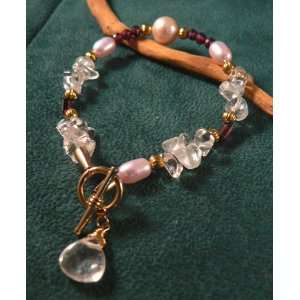  Garnet & clear crystal bracelet Arts, Crafts & Sewing