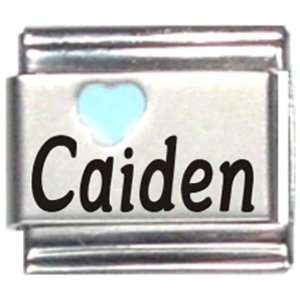  Caiden Light Blue Heart Laser Name Italian Charm Link 