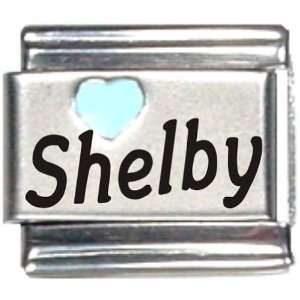  Shelby Light Blue Heart Laser Name Italian Charm Link 