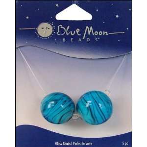  Blue Moon Beads   Art Glass   Jewelry Beads   Round   Swirl   Blue 
