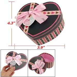   Ribbon Ties Bowknot Pink Black Paper Heart Shape Gift Case Box Beauty