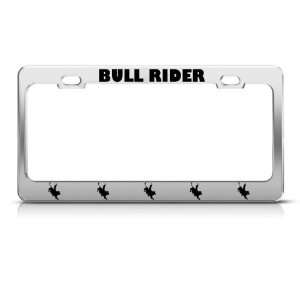 Bull Rider Texas Cowboy Rodeo license plate frame Stainless Metal Tag 