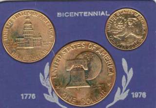 US 1976 Bicentennial Gold plated dollar set  