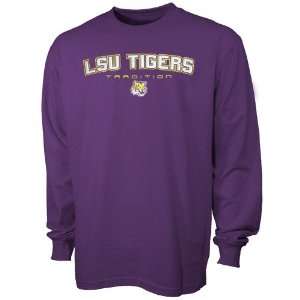  LSU Tigers Purple Bevel Square Long Sleeve T shirt Sports 