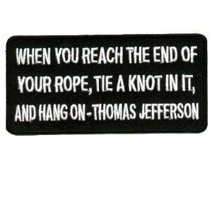  END OF YOUR ROPE HANG ON Funny Biker Vest FUN NEW Patch 