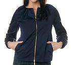 Terry Lewis Lined Zip Front Jacket with Shirring $79.90 NAVY