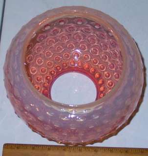 Cranberry Pink White Opalescent Art Glass Hobnail CD Hanging Oil Lamp 