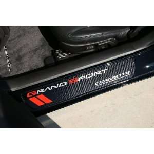 Corvette Door Sill Plates   Carbon Fiber with Grand Sport Logo  2010 