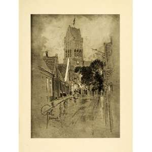  1909 Print Bolsward Tower Friesland Netherlands Nederland 