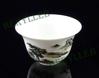Hand painted Mountain & Water ceramic teacup gaiwan  