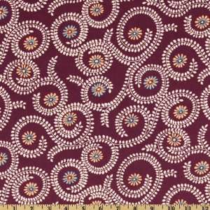   Floral Spirals Maroon Fabric By The Yard Arts, Crafts & Sewing