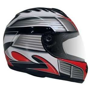   DOT Red & Silver Full Face Street Bike Motorcycle Helmet Automotive