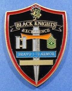 BLACK KNIGHTS Excellence Bravo 1 72 Armor HUGE Challenge Coin  