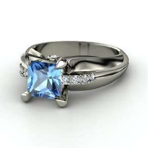  Jordan Ring, Princess Blue Topaz Sterling Silver Ring with 