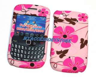 BlackBerry Curve 3G 9330 Pink & Brown Flowers Rubberized Hard Phone 