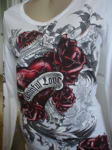   Rodeo Cowgirl Cross PainFul Love Heart Tattoo Tee T Shirt  