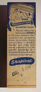 1950s Matchbook Shapiros Childrens Shoes Philadelphia  
