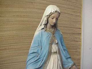Large 25 Antique Blessed Virgin Mother Mary Plaster Statue  