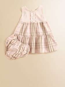 Burberry Infants Check Dress & Bloomers Set Pink 6M  