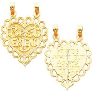  14K Gold Best Friend Heart Breakable Charm Jewelry