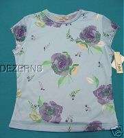 JUNIOR SHIRT TOP BLUE WITH PURPLE FLOWERS LARGE  