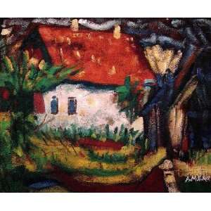  Countryside Red Roof House, Impressionist Oil Painting 20 