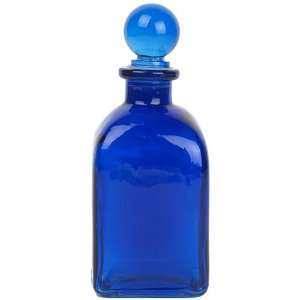   Glass Square Roma Bottle with Cobalt Blue Glass Top