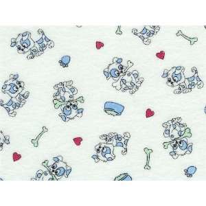   Crib / Toddler Sheet   Flannel   Blue Puppies   Made In USA Baby