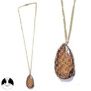 SG Paris Necklace 60cm Gold and Amber Glass Marron Combinaison 