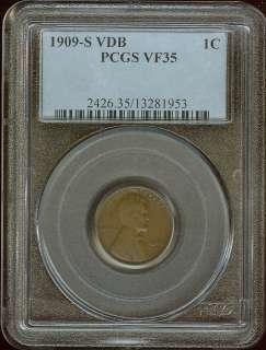 1909 S VDB 1C PCGS VF 35 Lincoln Wheat Penny  