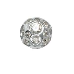 151024 Bead in Sterling Silver with Clear Swarovski Zirconia. Weight 