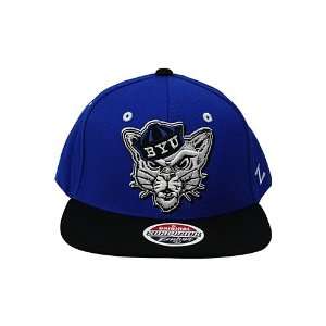   Brigham Young University Cougars Snapback Hat Blue. Size Sports