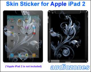   Sticker Art Decal Cool Silver Flower Design for Apple iPad 2 Tablet