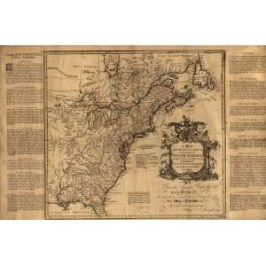  1760 Map of British plantations on the continent of US 
