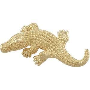    2448 14Ky Gold Brooch Electroform Alligator Brooch Jewelry