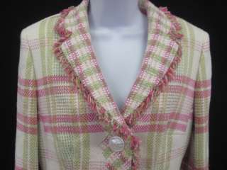 RENA LANGE Pink Boucle Button Front Blazer Jacket Sz 10  