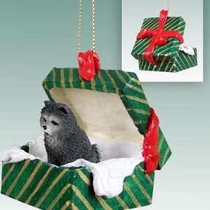  Chow Chow Green Gift Box Dog Ornament   Blue