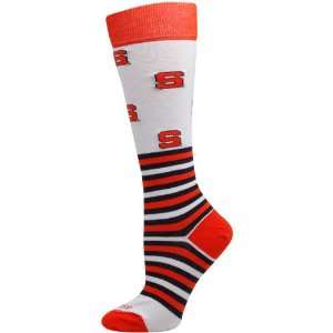 Syracuse Orange Womens Striped Logo Knee Socks   White  