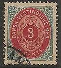 Danish West Indies) 1874 Bicolor 3c #6e Inv. Frame VF used CV 