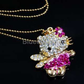 Fashion Crystals Lovely HelloKitty Necklace Jewelry Swe  
