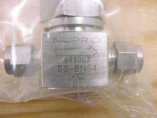 Nupro Swagelok SS BNS4 C Stainless Bellows Valve NEW  
