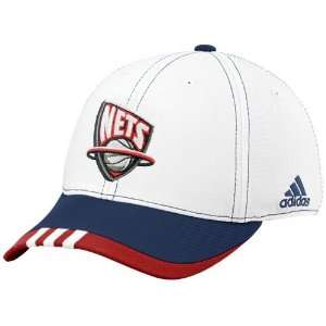  adidas New Jersey Nets White HWC On Court Flex Hat Sports 