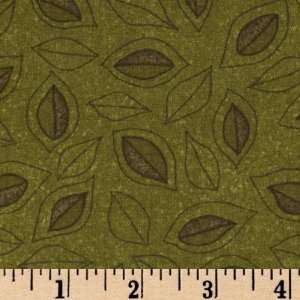  44 Wide Harvest Moon Leaves Green Fabric By The Yard 