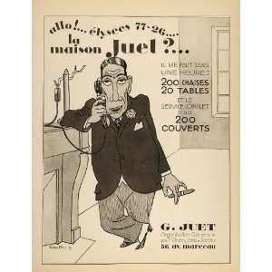  1928 Lithograph Maison G. Juet Man Telephone Pierre Fau 