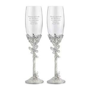  Personalized Butterfly Champagne Toasting Flutes Gift 