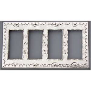  Punched Tin Quad Rocker Switch Plate Silver Color