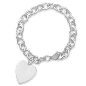  7.5 inches Cable Bracelet with 21mm Heart Jewelry