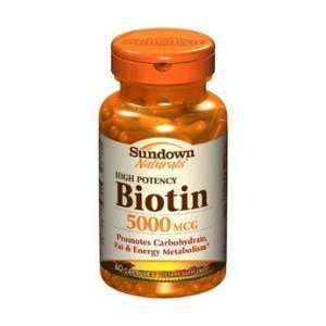  Sundown Biotin 5000 Mcg Vitamin Supplement Capsules   60 