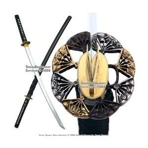  Musashi Handmade Sword Samurai Katana War Fan Gold Plated 