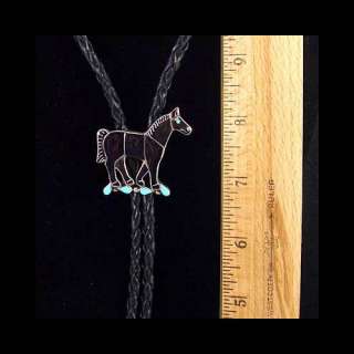 Zuni Native American Horse Inlay Bolo Tie BUF  
